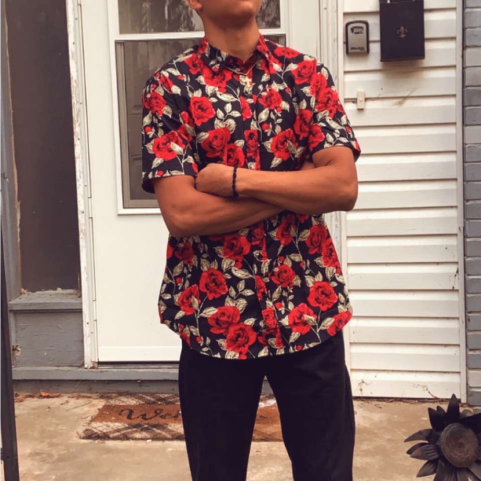 Mens Rose Collard Dress Shirt And Long Sleeve Dress Shit